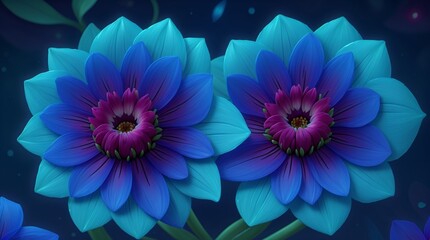 Colorful dahlia glowing flower floral Clipart, high quality resolution, beautiful flowers, 3d  design.