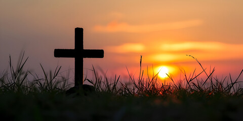 A Summer Sunset Bathes a Rural Cross in Golden Light | A Solitary Cross Silhouetted Against a Blazing Summer Sunset