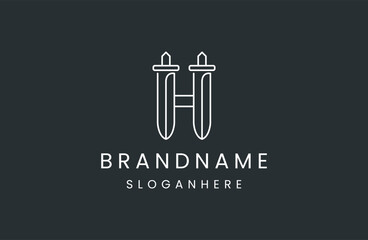 Letter h sword logo icon design template vector illustration