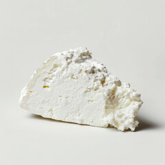 A block of crumbled white feta cheese isolated on a white background, AI generated	