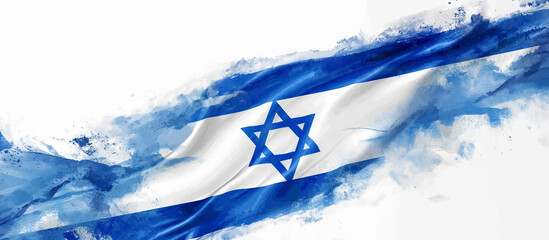 flag of Israel for a banner. white background - obrazy, fototapety, plakaty