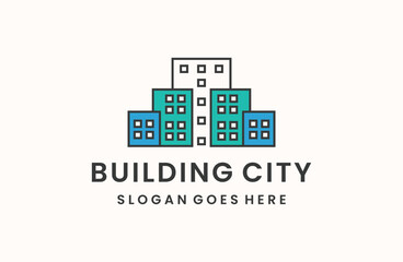 Building logo with line art style. city building for logo design inspiration