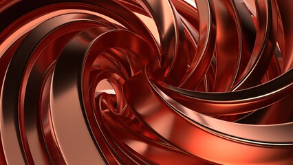 Copper Wavy Metal Gentle Curtain Contemporary Bezier Curve Artistry Elegant Modern 3D Rendering Abstract Background