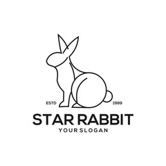 Rabbit logo vintage design illustration
