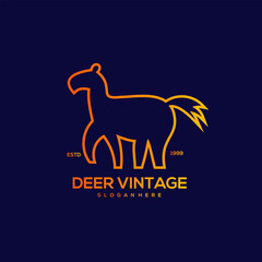 Deer line design vintage illustration