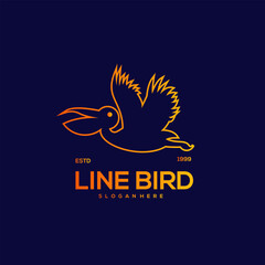 Bird line design vintage illustration