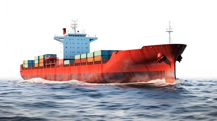 Massive Cargo Ship Navigating Open Sea - AI Generated