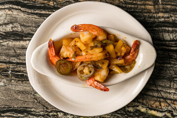 Spicy shrimp with jalapenos and pineapple