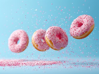 Donuts with sprinkles flying
