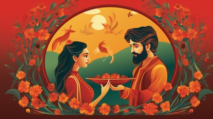 Happy nowruz illustration with mirror
