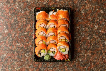 California sushi roll with caviar