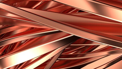 Copper Wavy Metal Gentle Curtain Luxury Bezier Curve Art Elegant Modern 3D Rendering Abstract Background