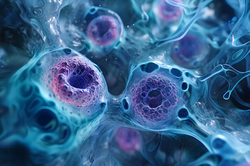 Digital illustration of  blood cells in    colour  background