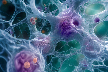 illustration of neuron cell, brain cell, computer generated abstract background