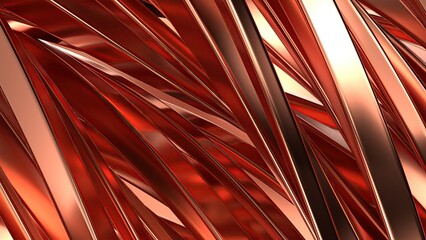 Copper Wavy Metal Gentle Curtain Modern Artistic Delicate Curves Elegant Modern 3D Rendering Abstract Background