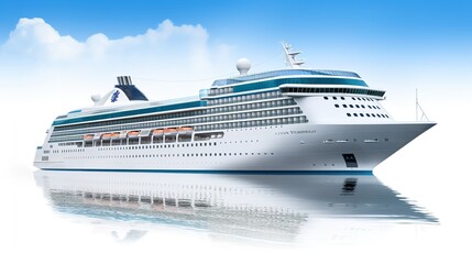 Luxury Cruise Ship Voyage in Idyllic Tropical Sea - AI Generated