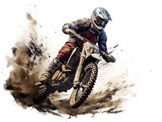Rugged Dirt Bike Racing on Remote Mountain Trail - AI Generated