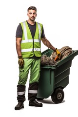 Garbage Man with Dustcart in City, AI Generated