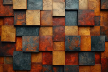 Textured Terracotta and Slate Mosaic Wall
