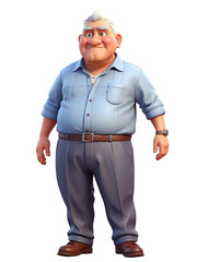 Obraz premium Kind-hearted Elderly Man, Overweight, in 3D illustration character.