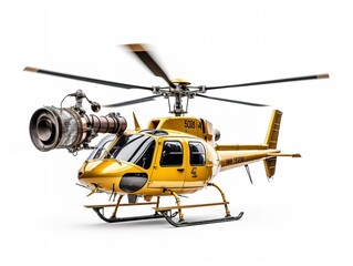 Helicopter Flying High Above Mountain Range - AI Generated