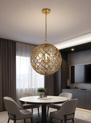 Modern Interior with Stylish Spherical Lighting Fixtures