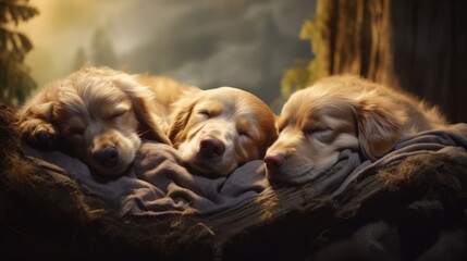 Dogs sleeping world sleep day
 - obrazy, fototapety, plakaty