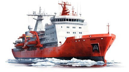 Mighty Icebreaker Ship Pioneering Arctic Waters - AI Generated