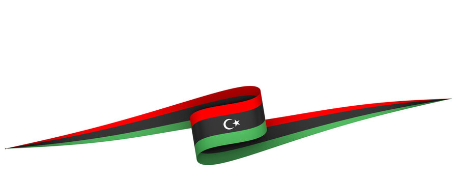 Libya flag element design national independence day banner ribbon png
