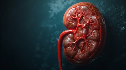 Detailed Human Kidney Anatomy Illustration. Generative ai - obrazy, fototapety, plakaty