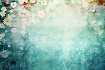 aquamarine abstract floral background with natural grunge texture