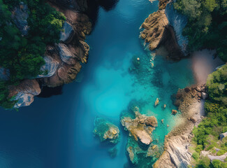 Waterfall and rock