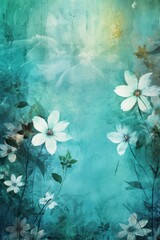 Fototapeta na wymiar aquamarine abstract floral background with natural grunge texture