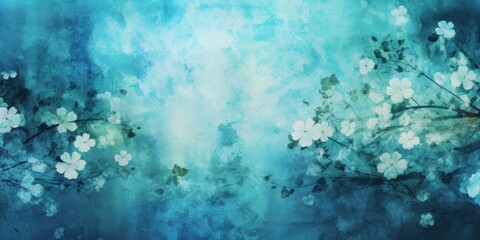 Fototapeta na wymiar azure abstract floral background with natural grunge textures