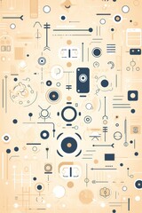 Beige abstract technology background using tech devices and icons 