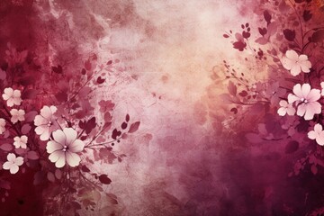 burgundy abstract floral background with natural grunge textures