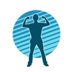 Silhouette of man in construction worker costume. Silhouette of construction worker male in pose. 
