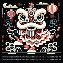 Chinese New Year  Banner and Greeting Card. Vector Illustration