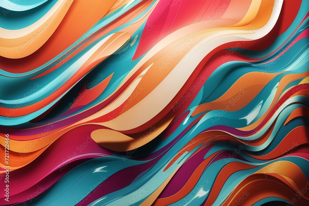 Poster abstract colorful wavy object background, created by ai generated