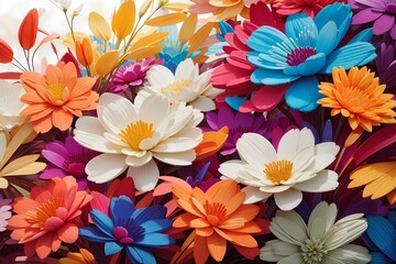 Colorful Nature Flowers Abstract Background,  created by ai generated