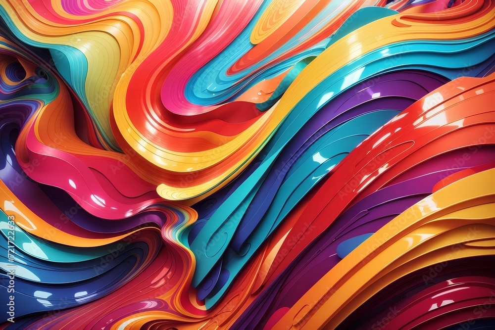 Poster abstract colorful wavy object background, created by ai generated
