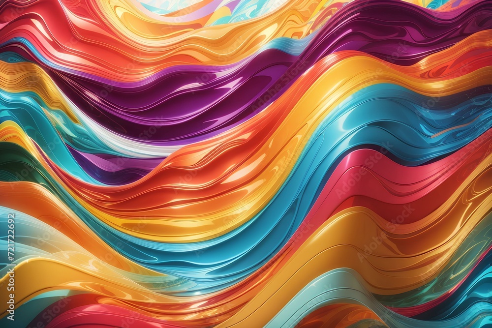 Poster abstract colorful wavy object background, created by ai generated