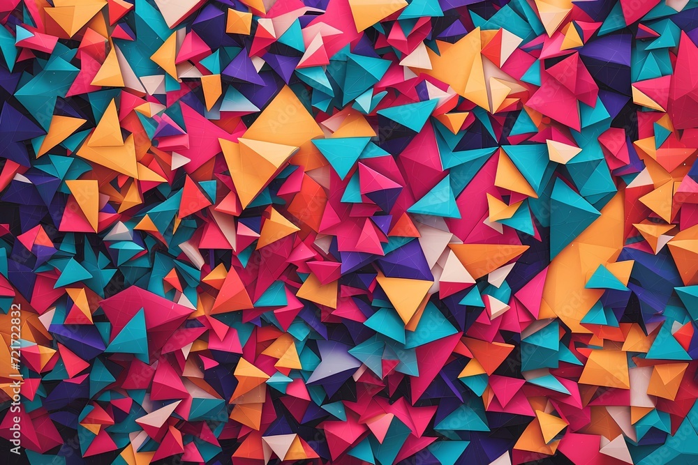 Aufkleber digitally textured abstract background with colorful triangles, created by ai generated