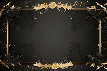 Black Gold Simple Border Invitation Background,  created by ai generated