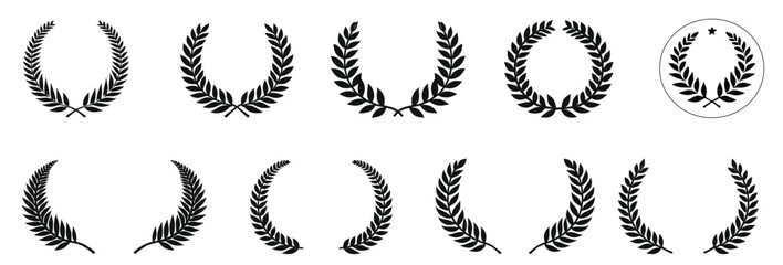 Exclusive Black Laurel Wreath Emblem Pack, Icons for Celebrating Achievements