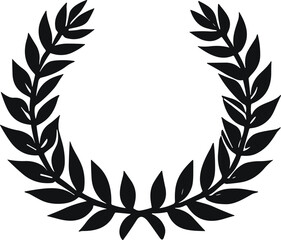 Black Laurel Wreath Vector - Symbolic Emblem for Honorary Distinctions