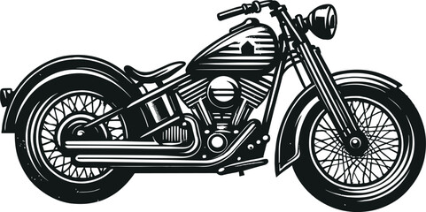 Classic Cruiser Motorcycle Vector Illustration