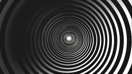 Obraz premium A captivating vector illustration featuring a dynamic black and white image rotating within concentric circles, creating a mesmerizing visual effect.