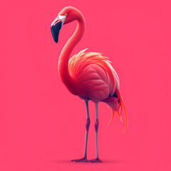 A logo illustration of an elegant flamingo on a soft pink background. Created with generative AI.