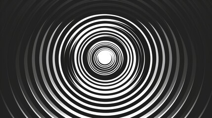 A captivating vector illustration featuring a dynamic black and white image rotating within concentric circles, creating a mesmerizing visual effect.